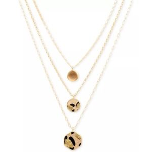 FINAL PRICE! Lucky Brand Gold-Tone Animal-Print Disc Layered Pendant Necklace